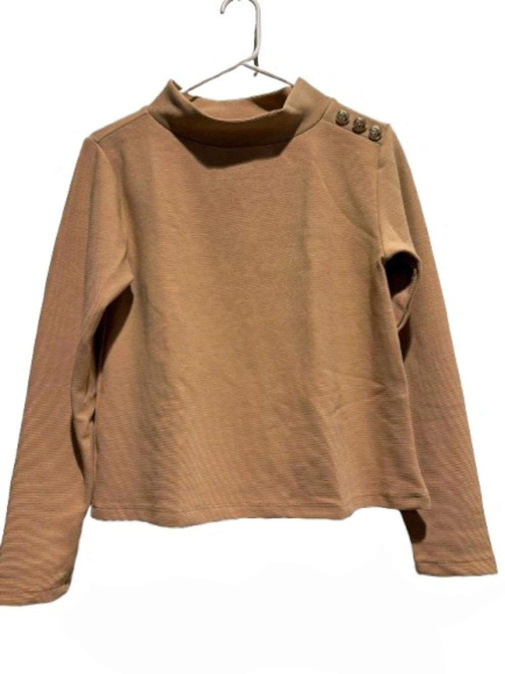 Ann Taylor Ribbed Mock Neck Top Brown XS NWT